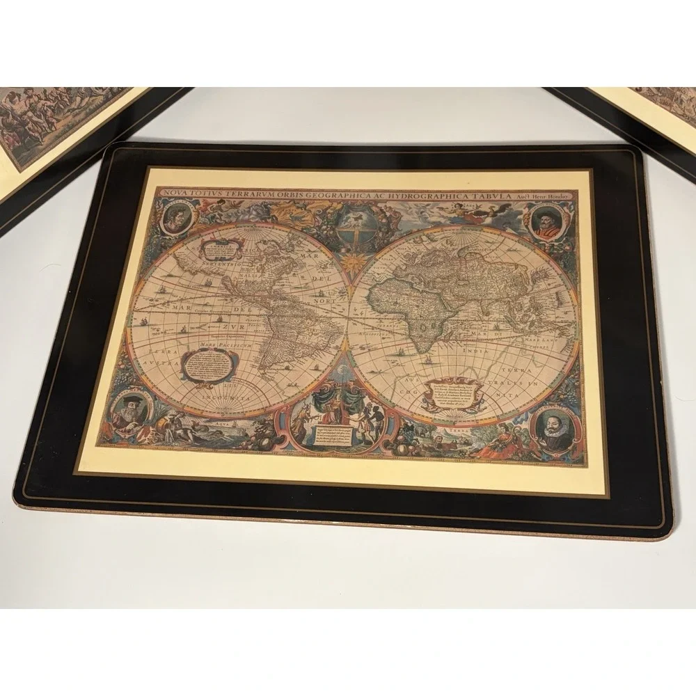 Set of 3 Vintage Pimpernel Old World Map Placemats Cork Back Place Mats/*READ* - Picture 4 of 16